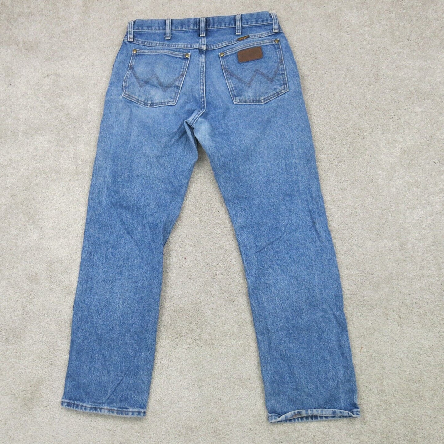 Wrangler 47MWZ Men Jeans Straight Leg Mid Rise 100% Cotton Blue Size W32XL30