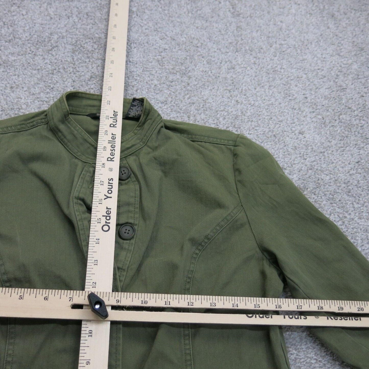 Massimo Womens Denim Jacket Long Sleeve Front  Button 100% Cotton Green Size S