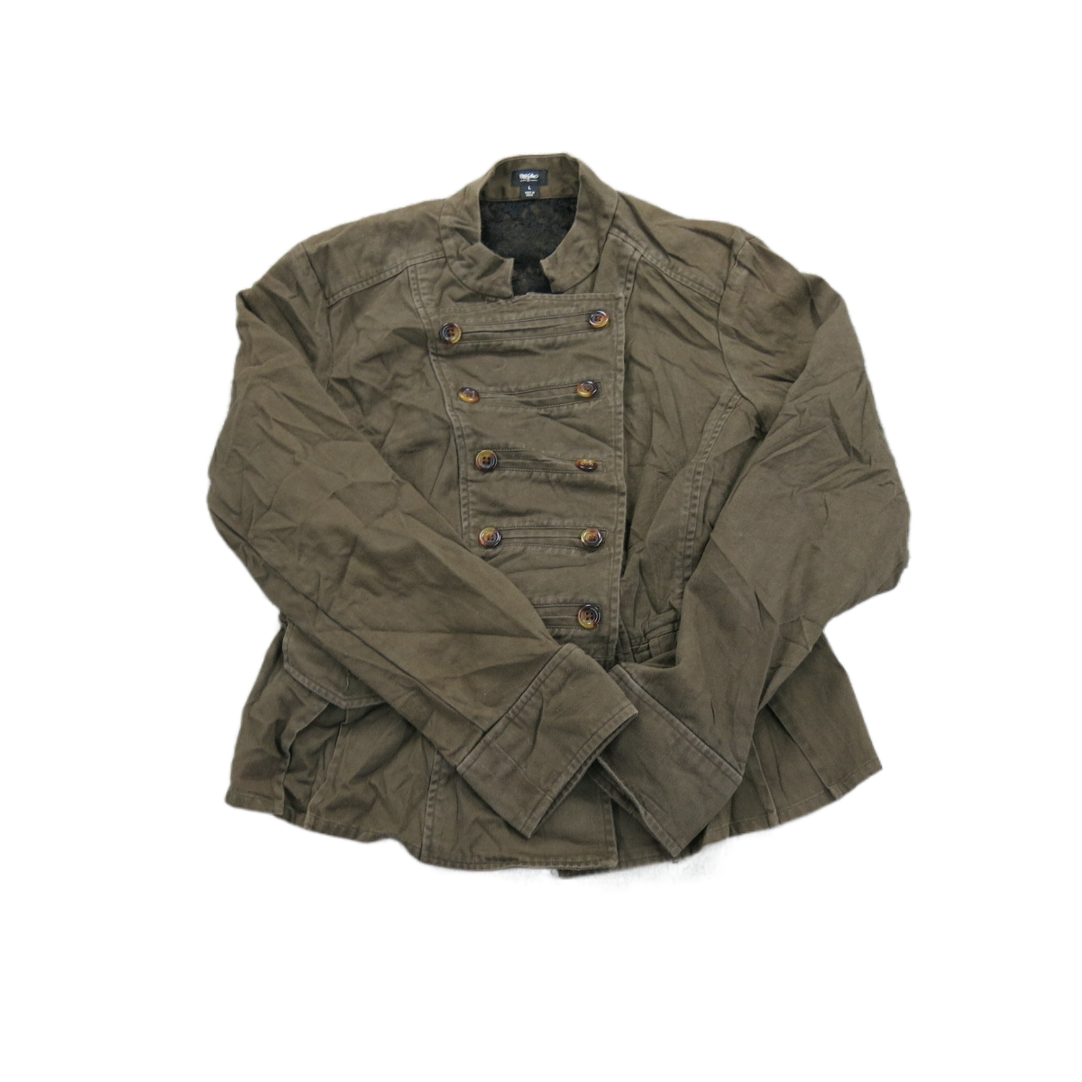 Mossimo Women Pea Coat Double Breasted Long Sleeve Pockets Dark Olive Green SZ L