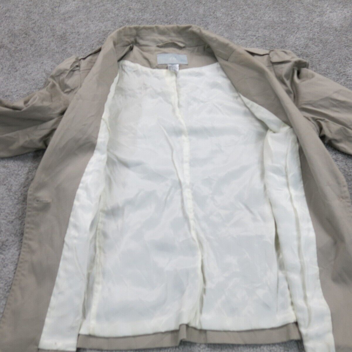 H&M Womens Blazer Coat Single Breasted Long Sleeves Pockets Light Beige Size 8