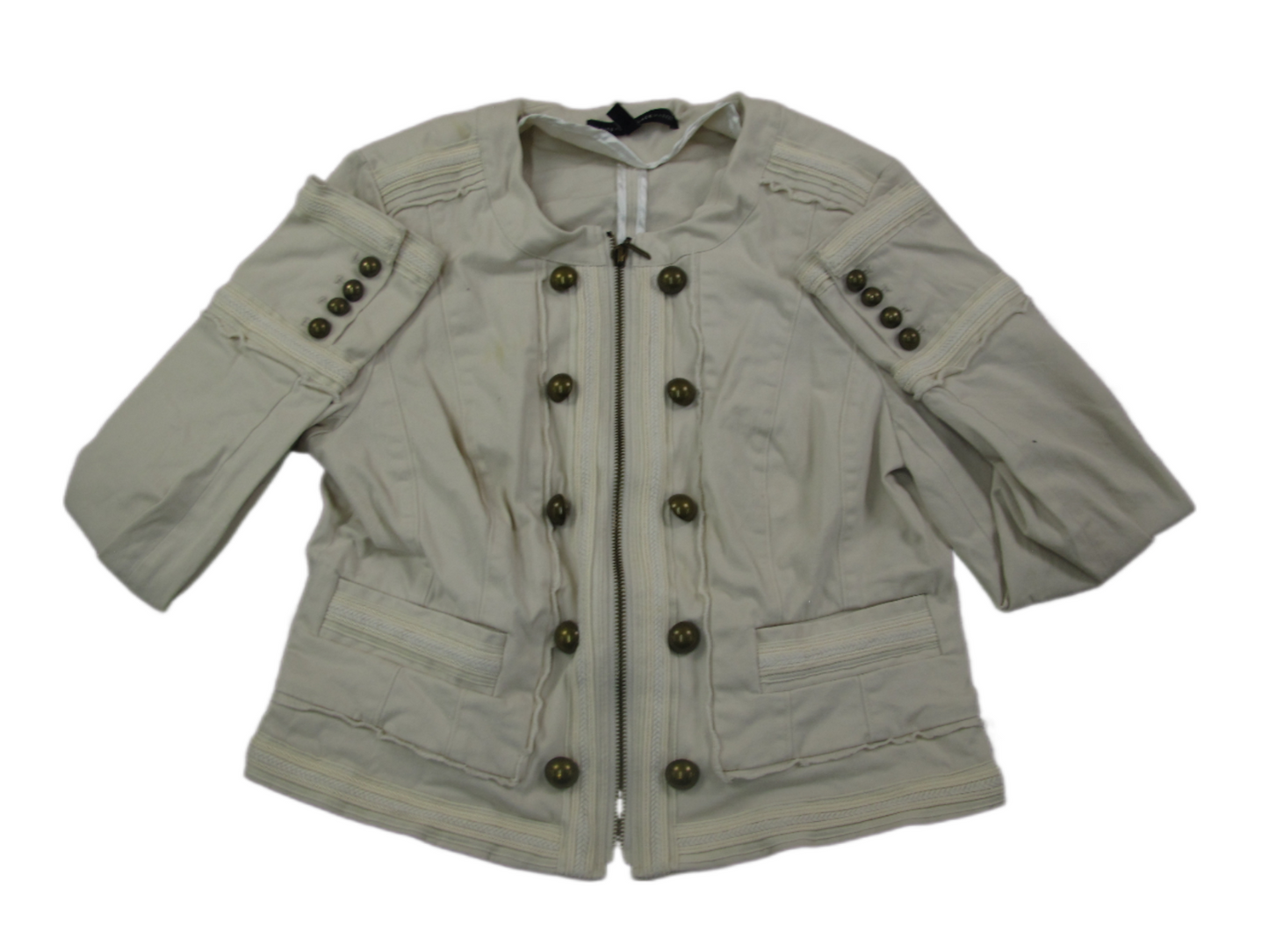 White House Black Market Womens Shirt Jacket Full Zip Up Pockets Ivory Size 8