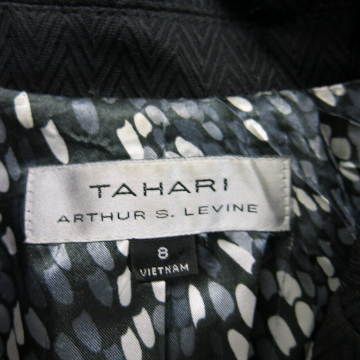 Tahari Womens Single Breasted Blazer Coat Long Sleeves Pockets Black Size 8