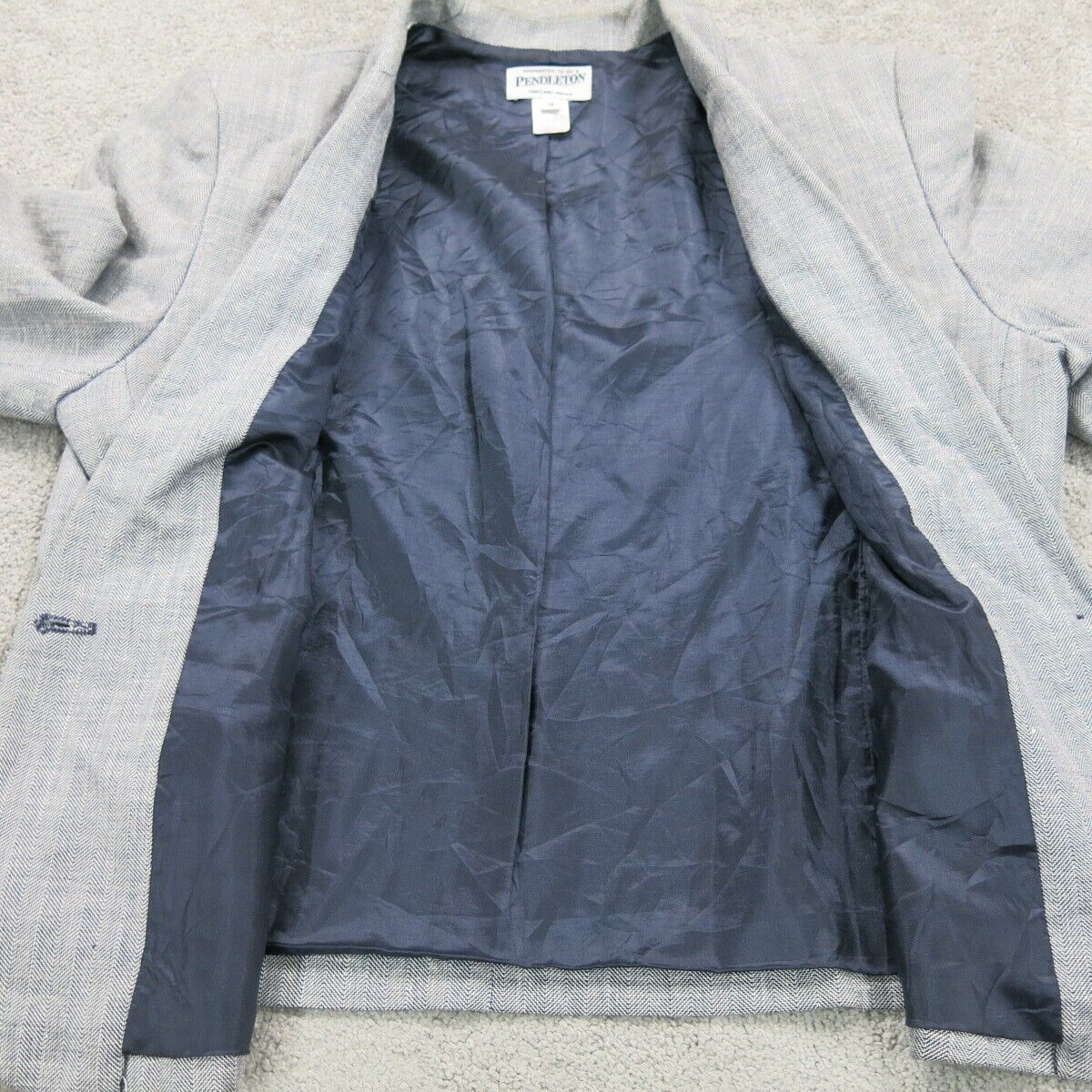 Pendleton Womens Blazer Coat Jacket Single Breasted Long Sleeves Gray Size 16