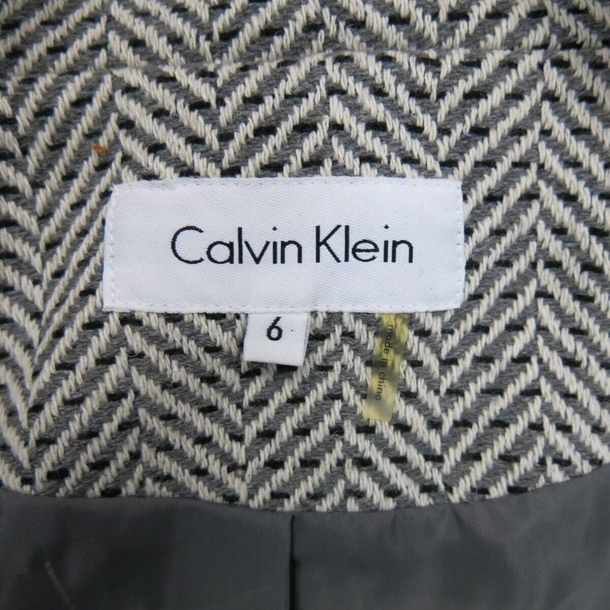 Calvin Klein Womens Tweed Coat Jacket One Button Long Sleeves Gray Size 6