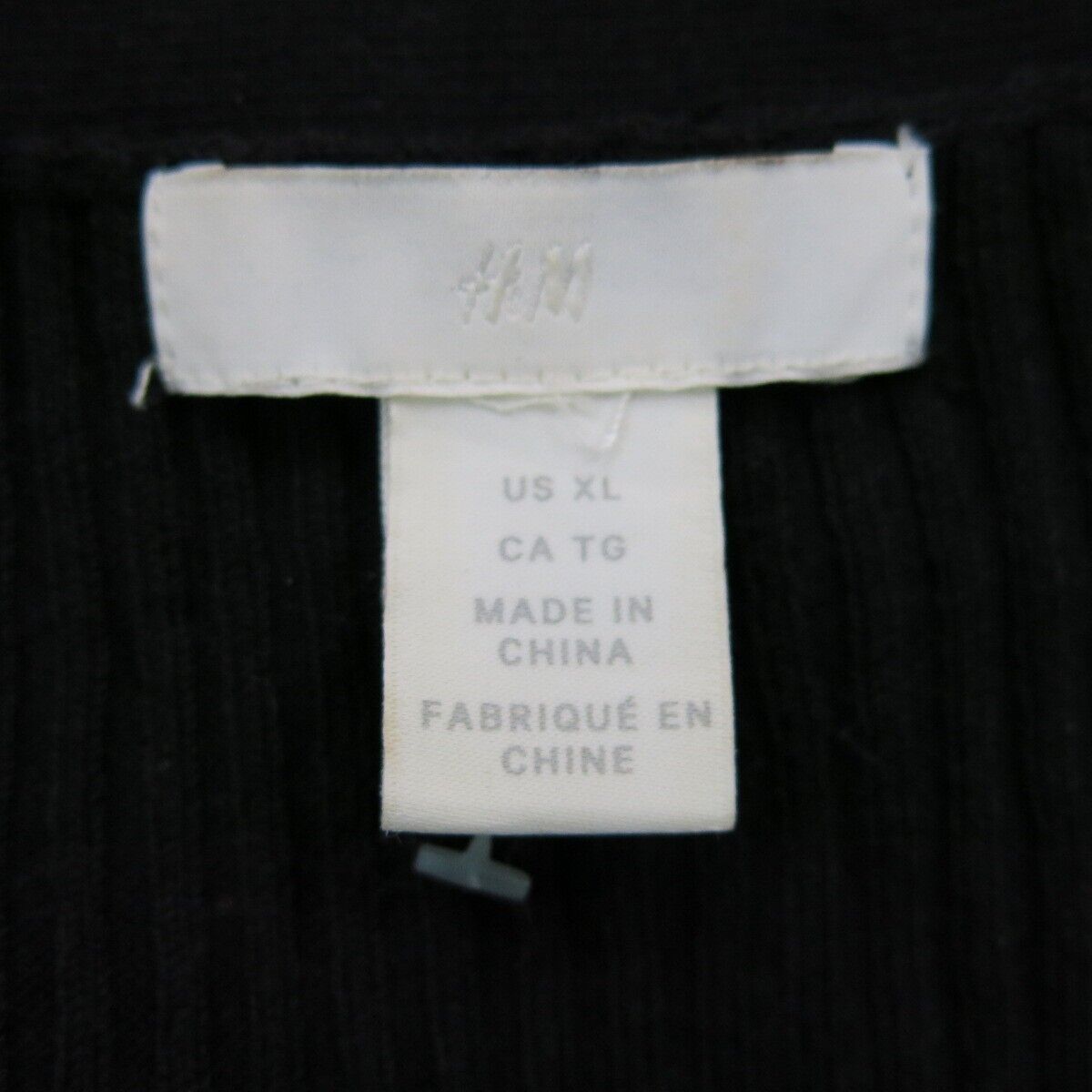 H&M Womens Pullover Knitted Sweater Square Neck Long Sleeves Black Size X Large