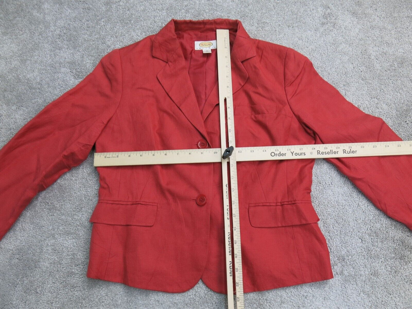 Talbots Womens Blazer Coat Single Breasted Long Sleeves Pockets Orange Size 8