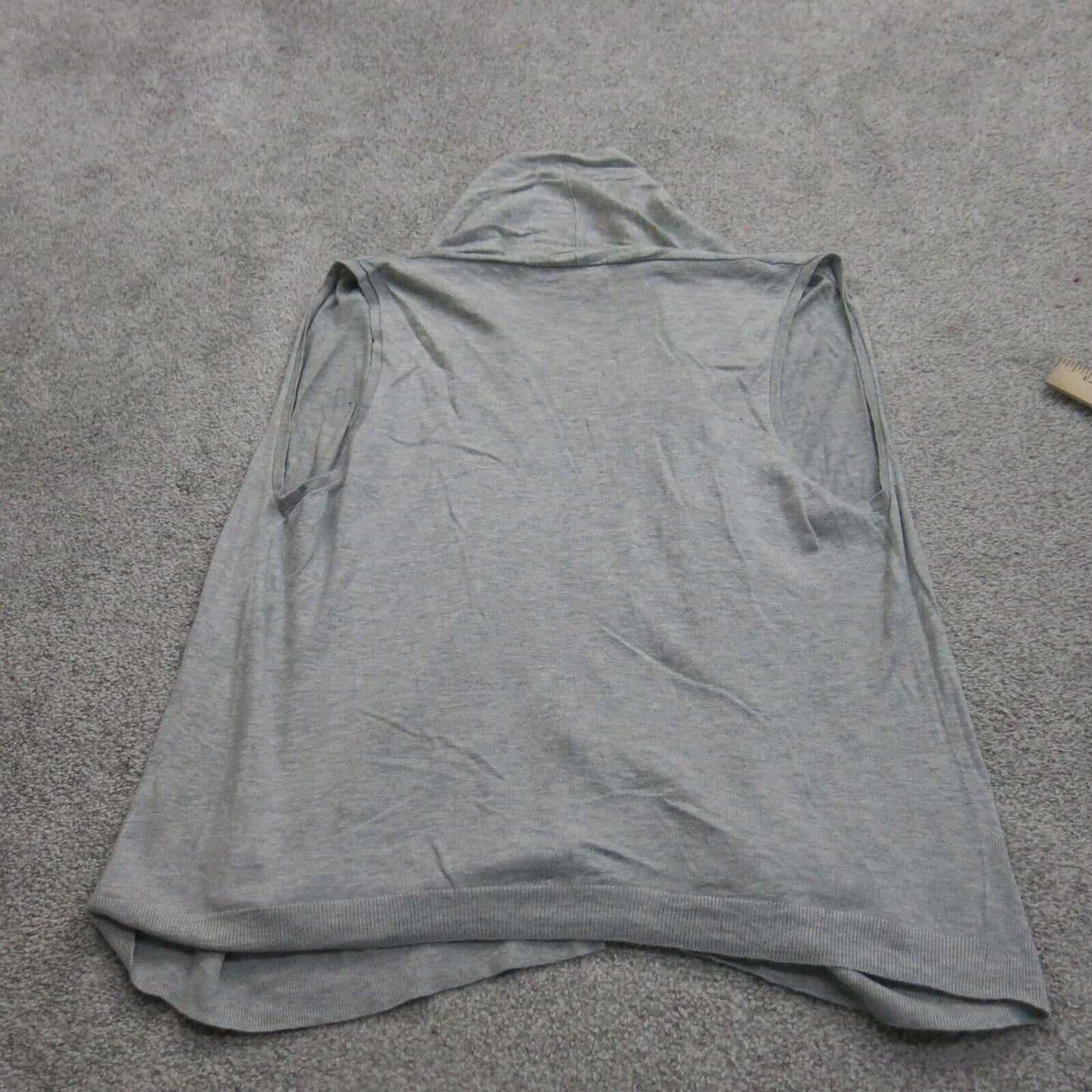 Banana Republic Womens Cardigan Sweater Open Front Pockets Sleeveless Gray Large