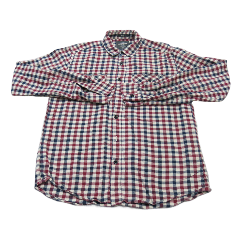 H&M Mens  Shirt Button Up Check Plaid Long Sleeves Collar Red Size Medium