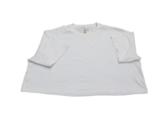 Divided by H&M Womens Cropped Blouse Top Short Sleeves Crew Neck White SZ Medium