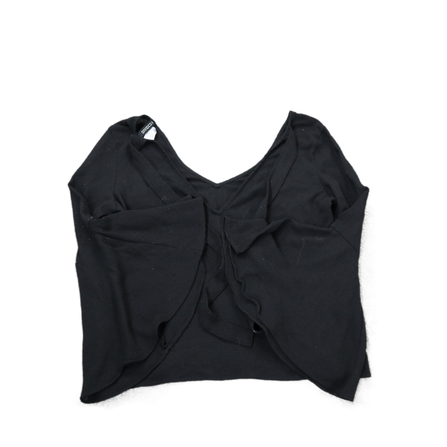 Divided By H&M Womens Knitted Crop Blouse Top V Neck Flared Sleeves Black Size 6