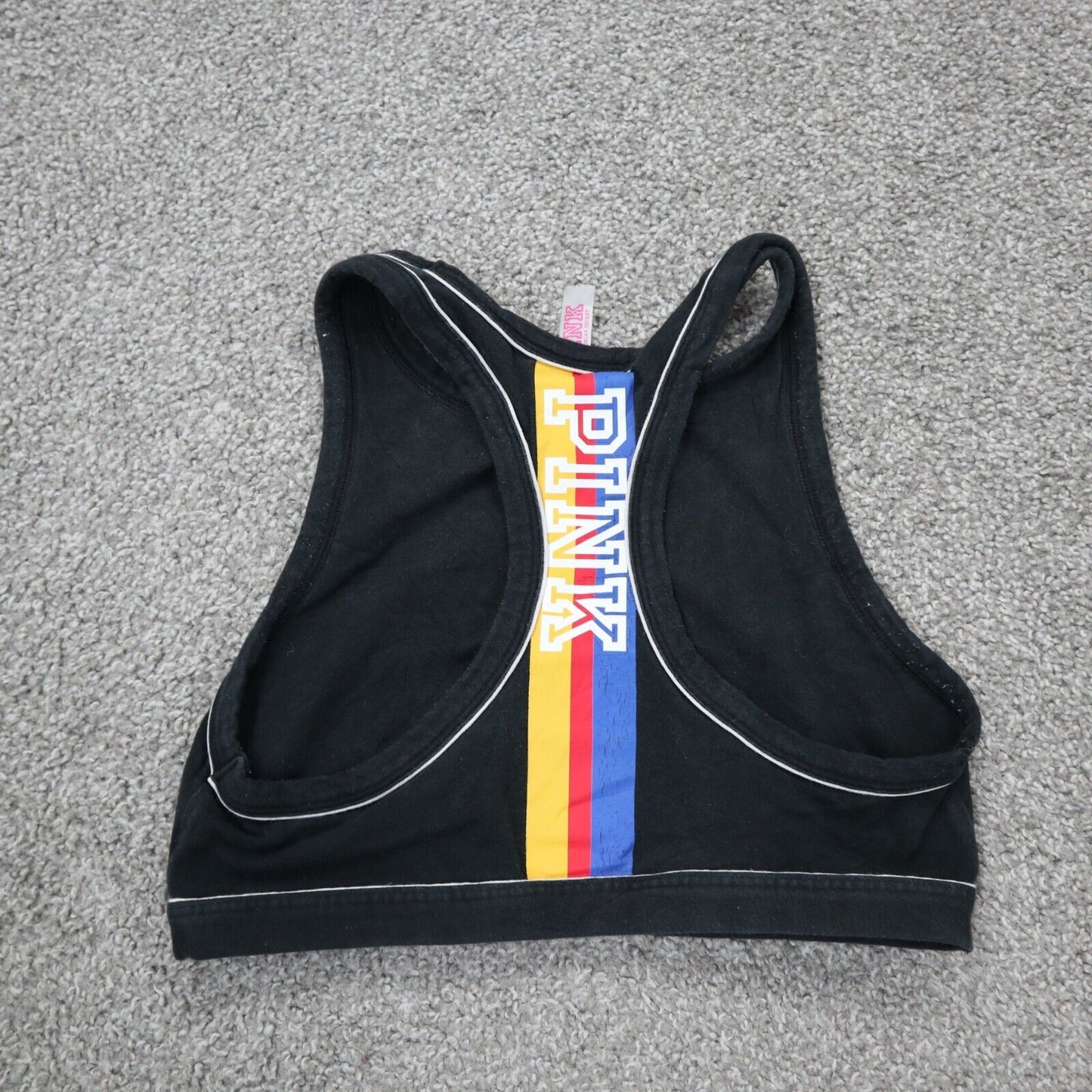 Pink Victoria Secret Women Activewear Sports Bra 100% Cotton Black Size Medium