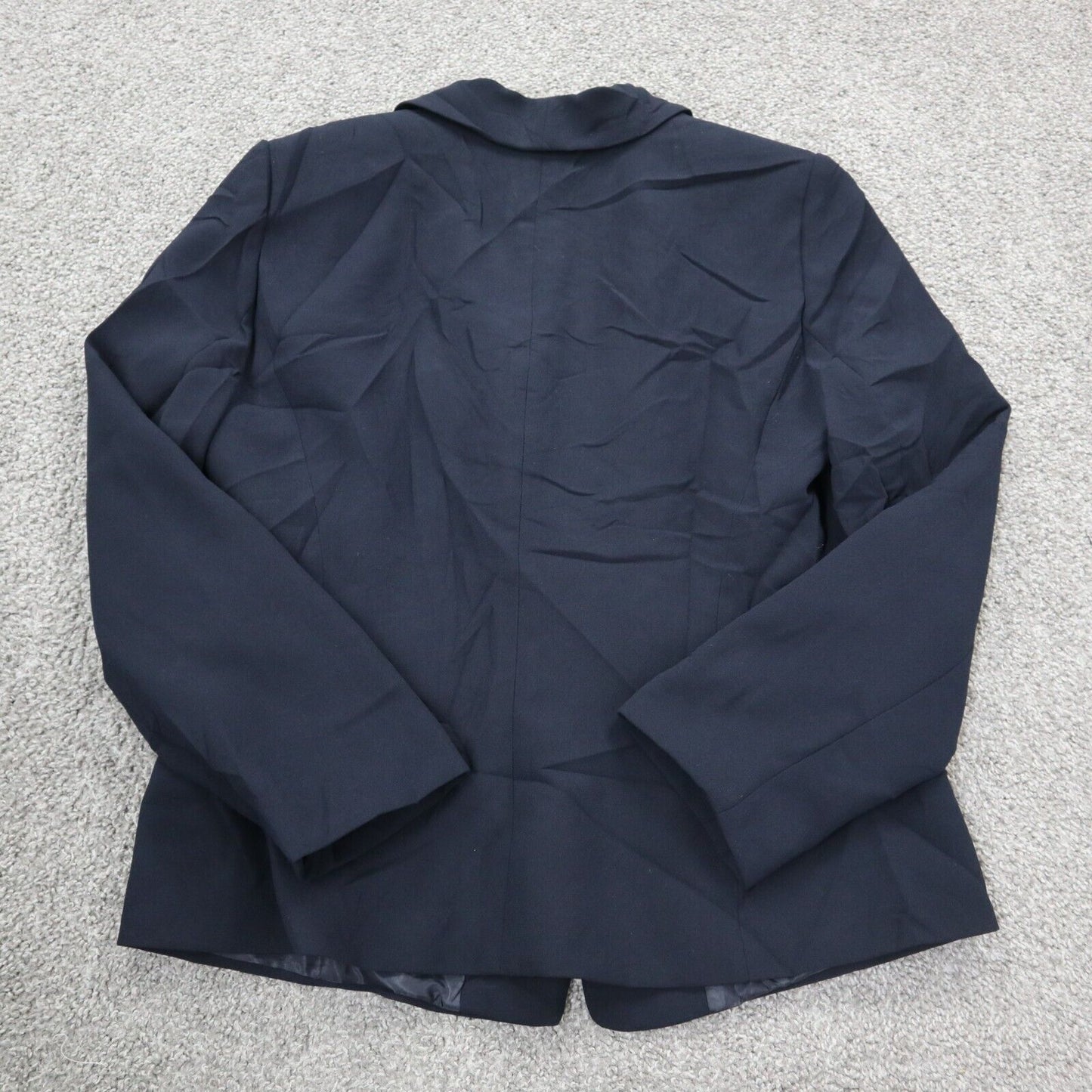 Tahari Womens Blazer Coat Long Sleeves Open Front Pockets Navy Blue Size 10P