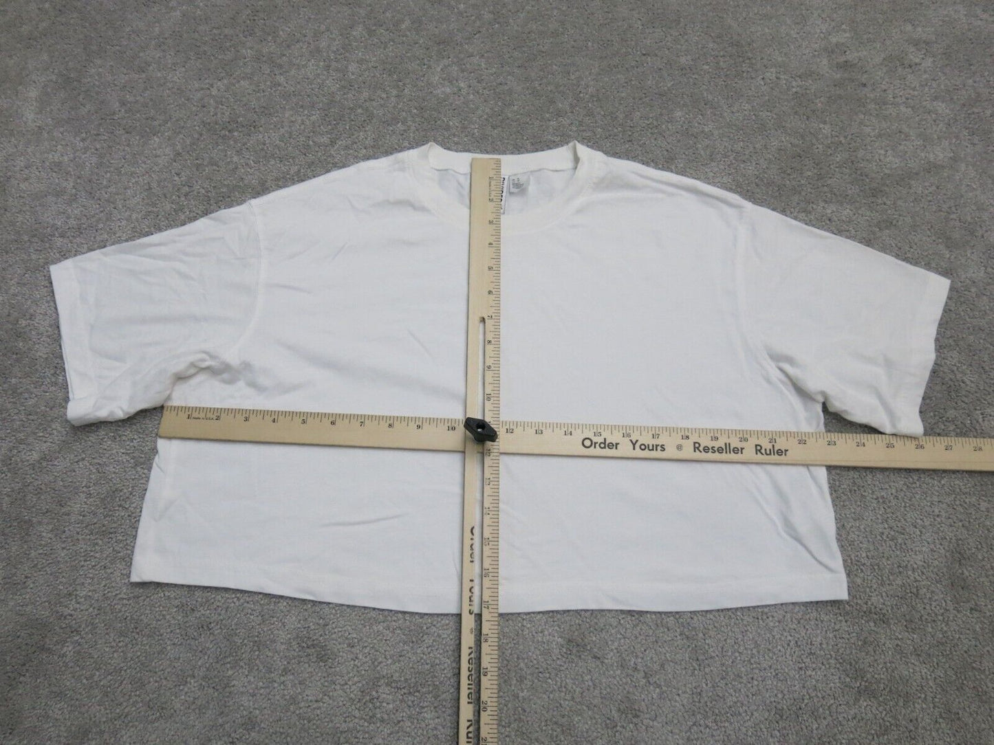 Divided by H&M Womens Cropped Blouse Top Short Sleeves Crew Neck White SZ Medium