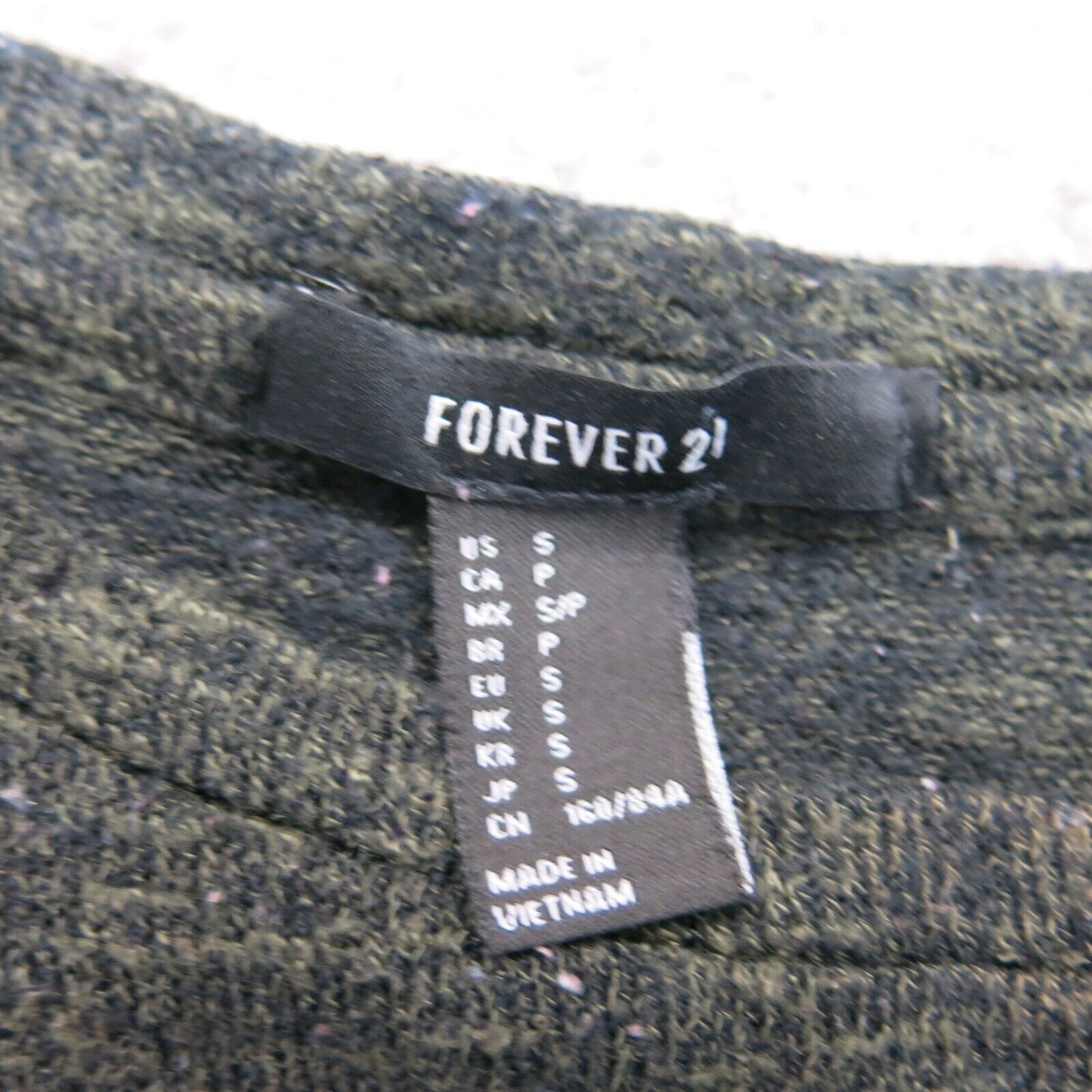 Forever 21 Womens Knitted Sweater Crew Neck Long Sleeves Dark Olive Green Size S