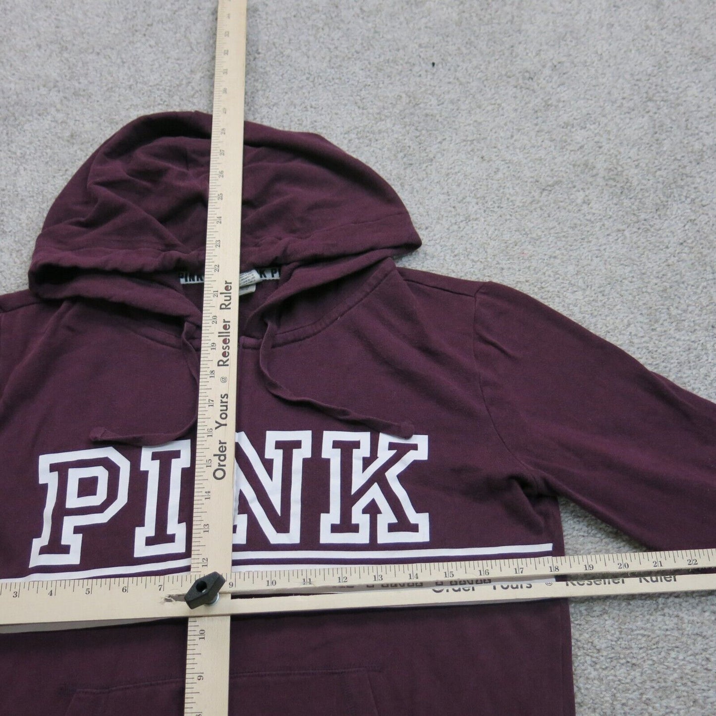 Pink Victorias Secret Womens Hoodie 1/4 Zip Kangaroo Pockets Maroon Size S/P