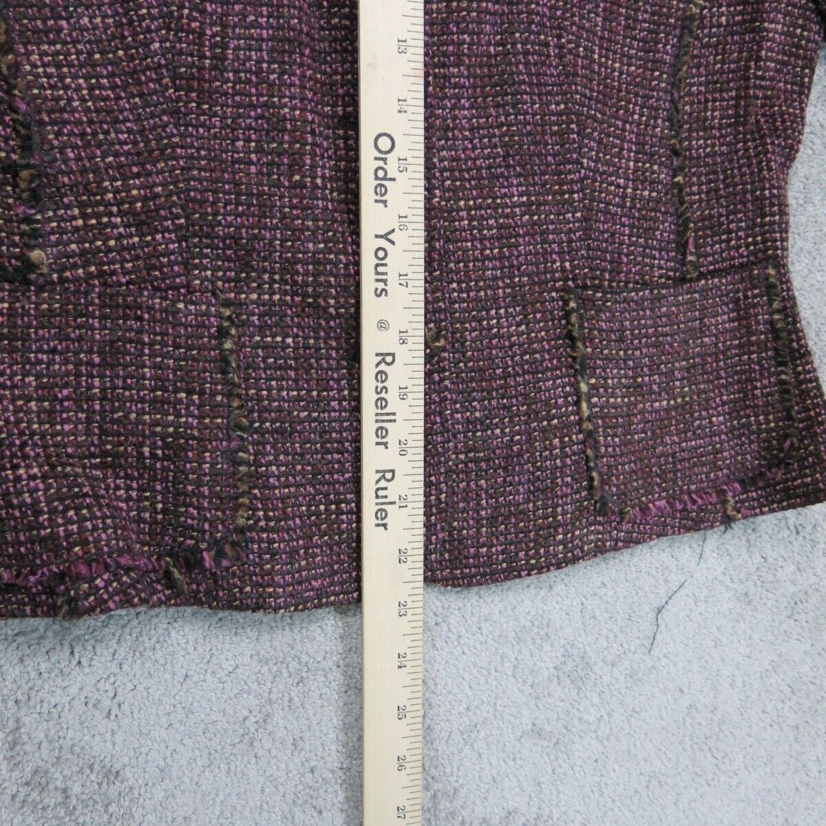 ANN Taylor Womens Tweed Coat Jacket Single Breasted Long Sleeves Pockets Red 12