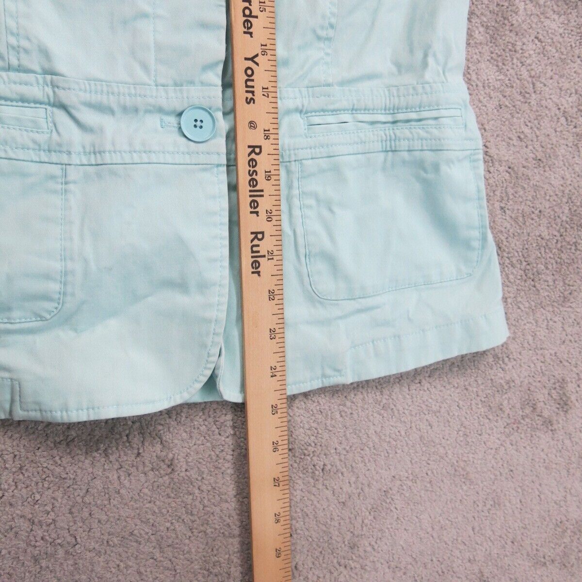 Talbots Womens Button Up Shirt Jacket Long Sleeves Pockets See Blue Size 10