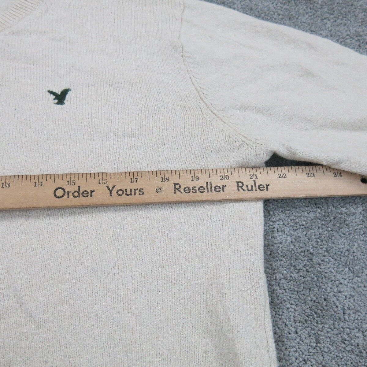 American Eagle Mens Pullover Sweater V-Neck Long Sleeve Ivory Size Medium