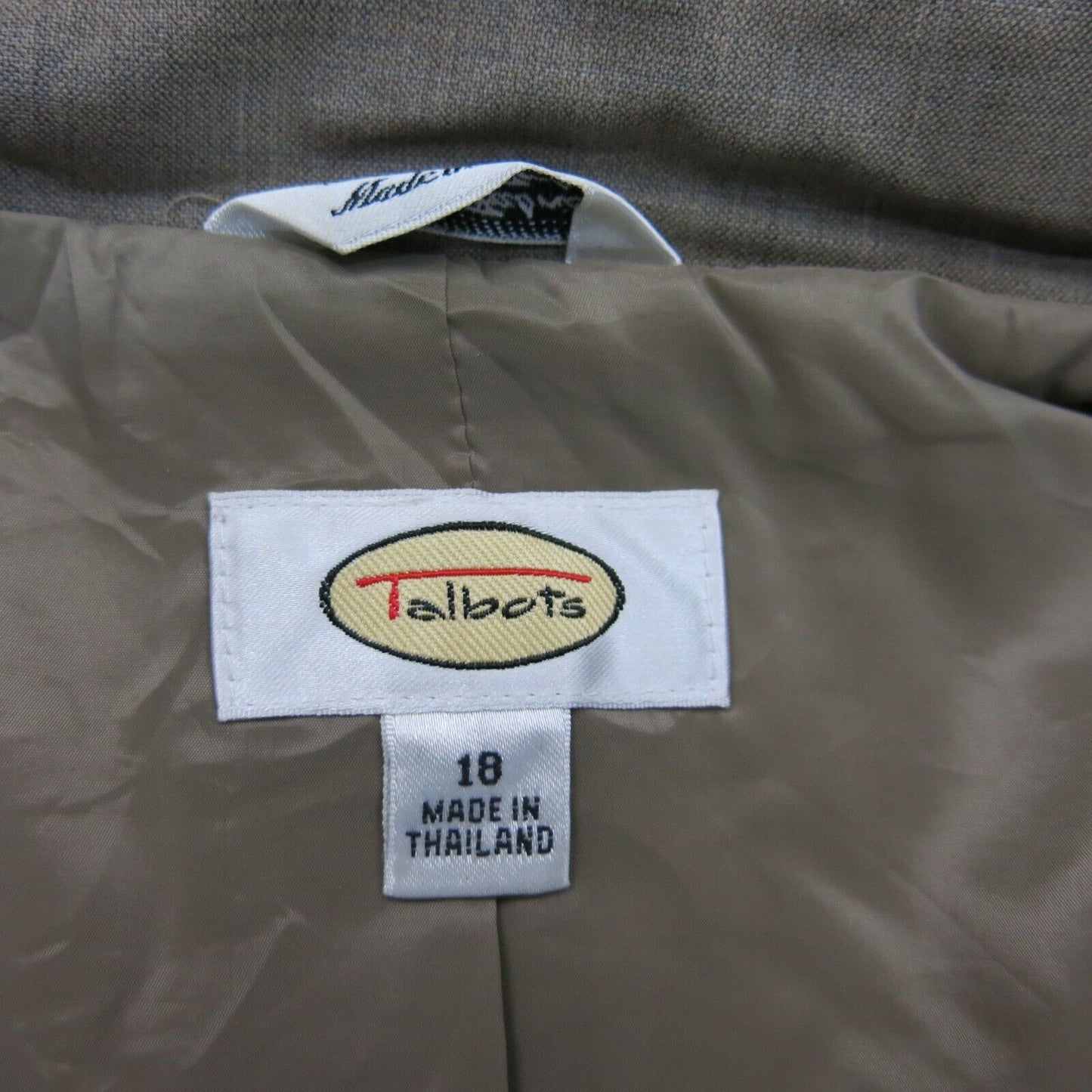 Talbots Womens Blazer Coat Jacket Single Breasted Pockets Dark Khaki Size 18