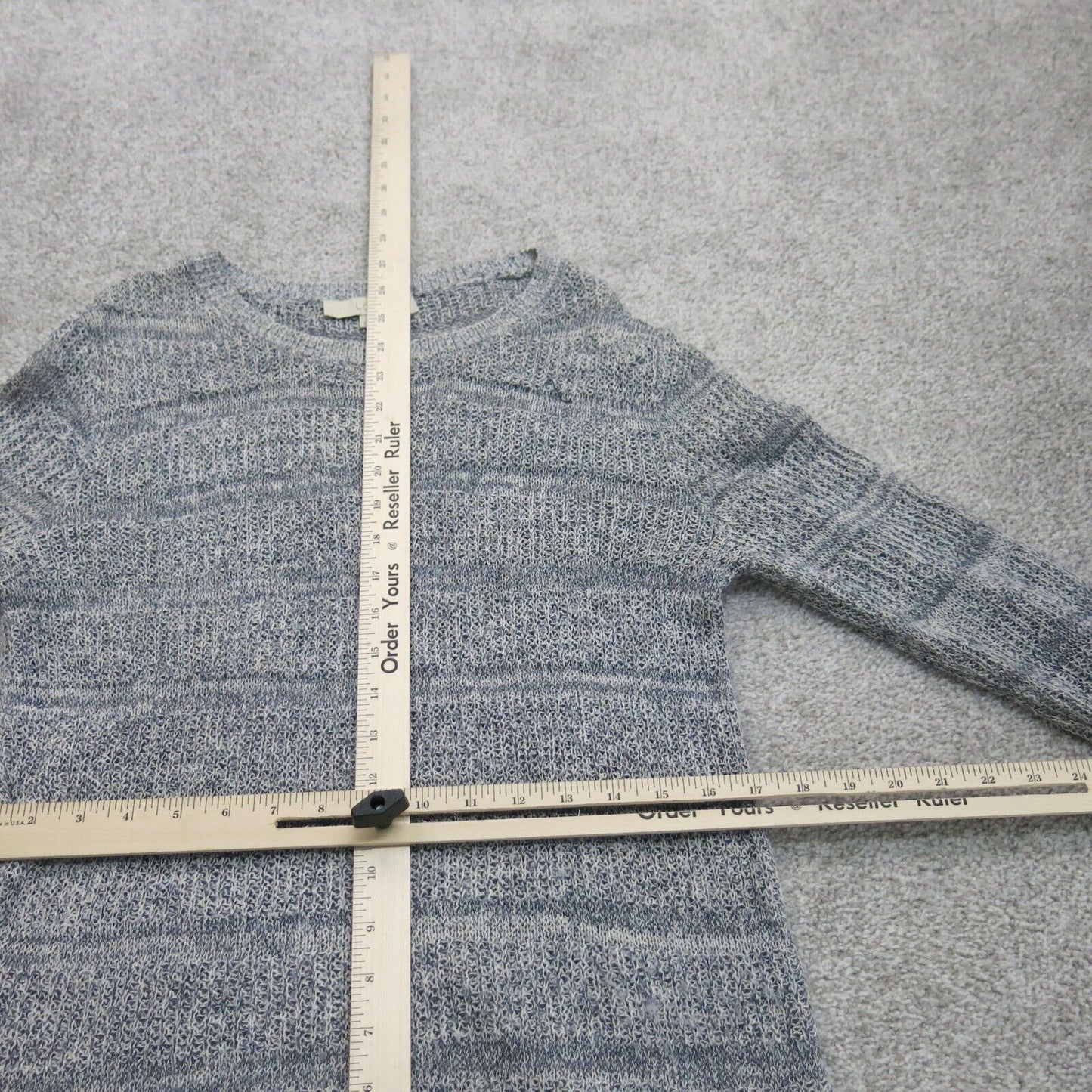 Loft Women Knitted Sweater Long Sleeve Round Neck Hi Low Heather Gray Size Small