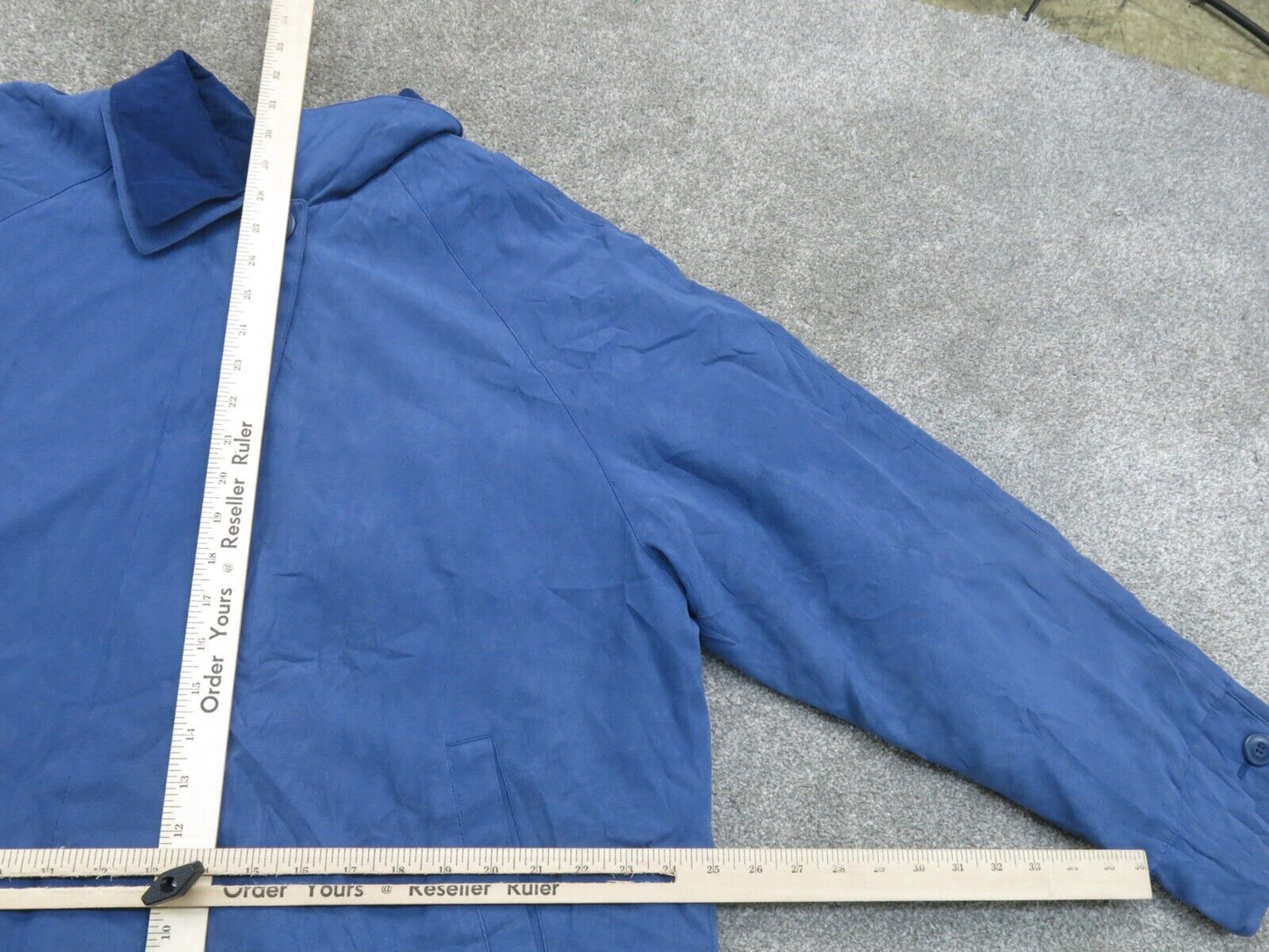 London Fog Womens Blouson Jacket Full Zip Up Zipper Pockets Solid Blue Size XL