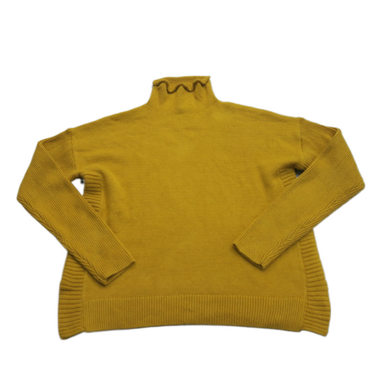 Tahari Womens Knitted Sweater Long Sleeves Mock Neck Mustard Yellow Size Medium