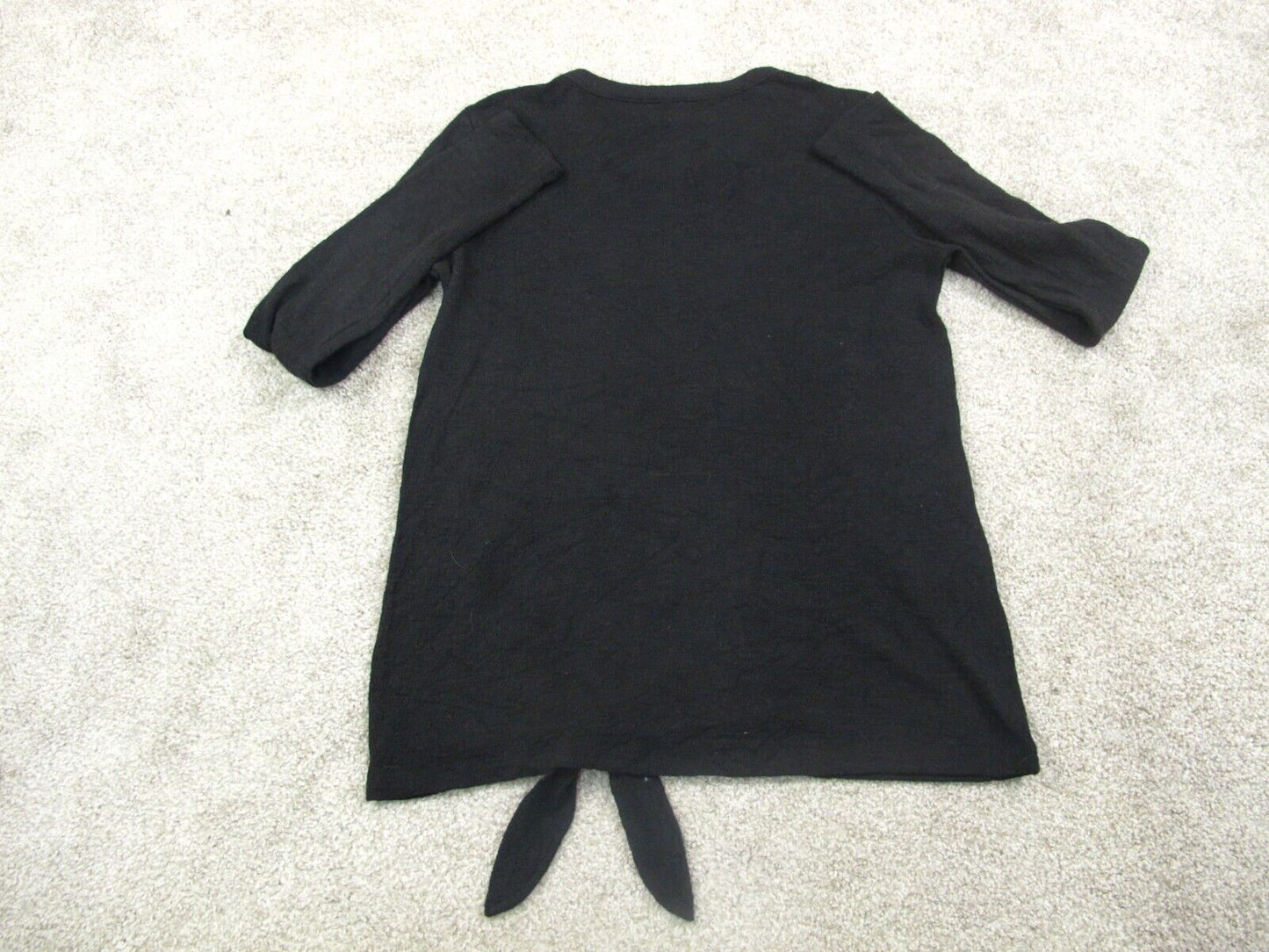 Madewell Womens Pullover Sweater Round Neck Front knot 100%Cotton Black Size XXS