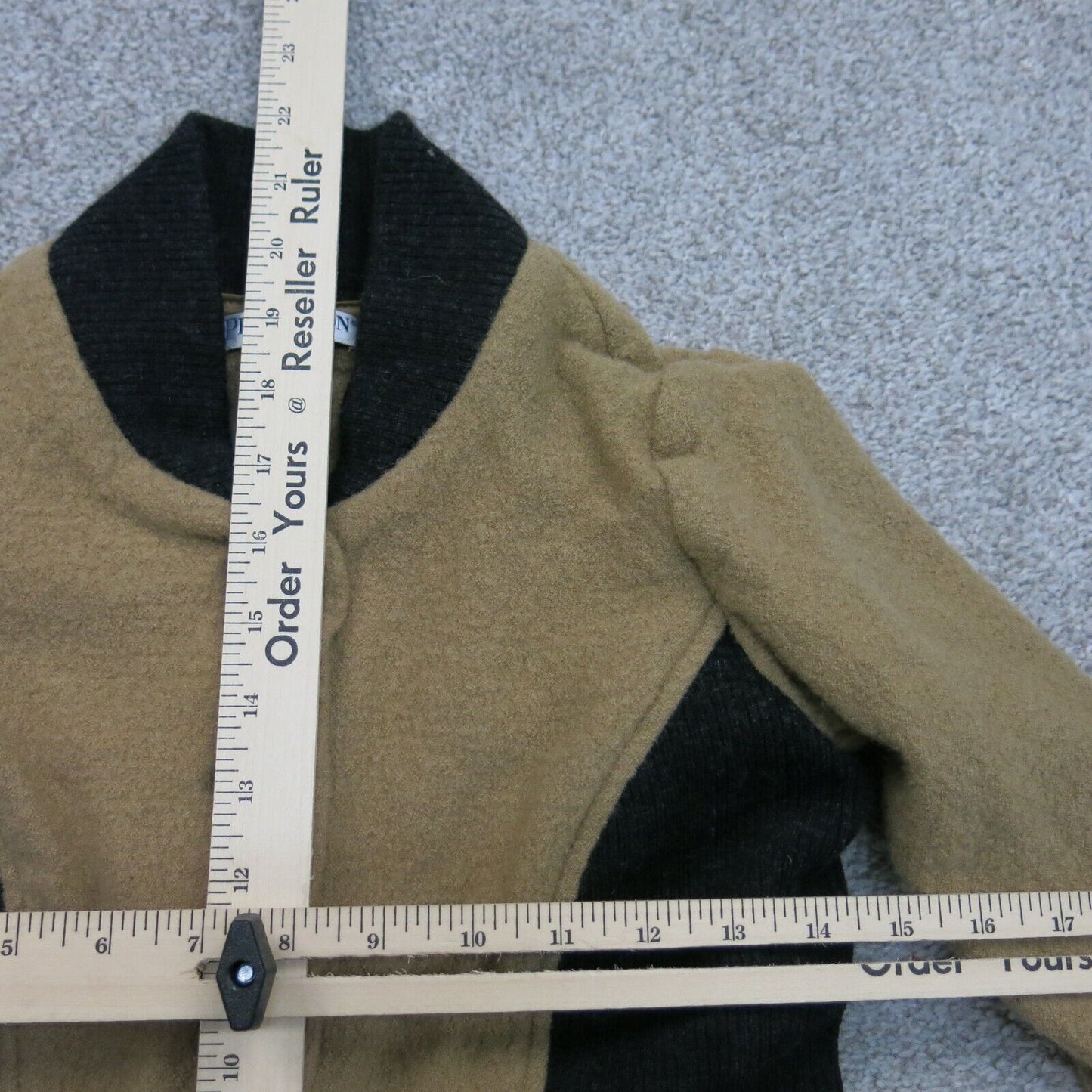 Pendleton Womens Tweed jacket Front Button Long Sleeves Mock Neck Khaki Size S