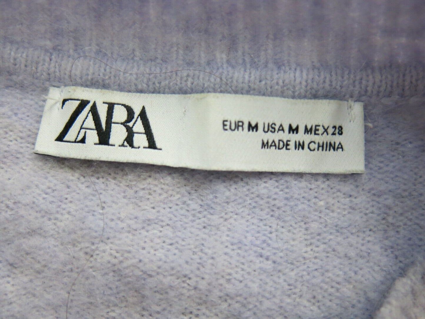 Zara Womens Knitted Pullover Sweater Long Sleeves Light Purple Size Medium