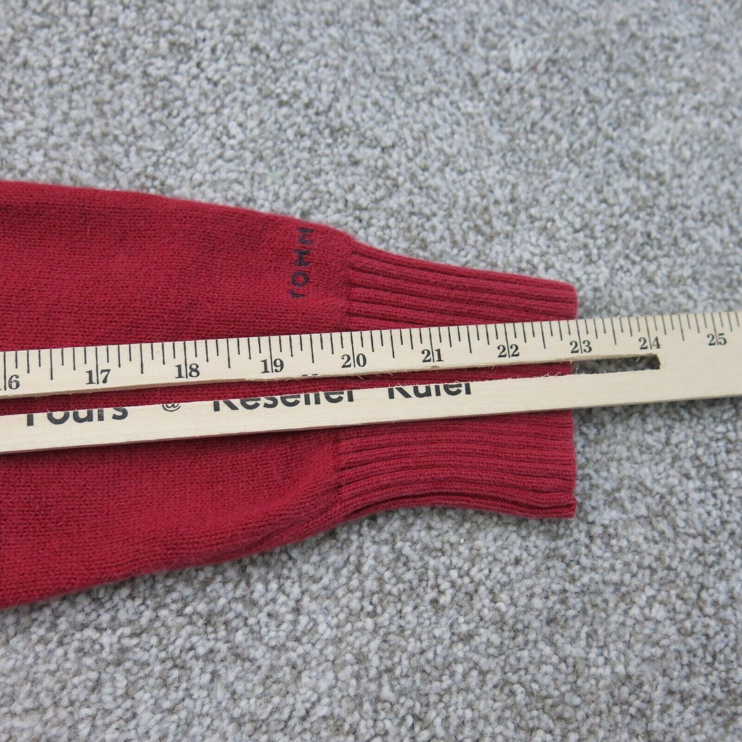 Tommy Hilfiger Womens Sweater Knitted Full Zip Long Sleeve Mock Neck Red SZ L/G