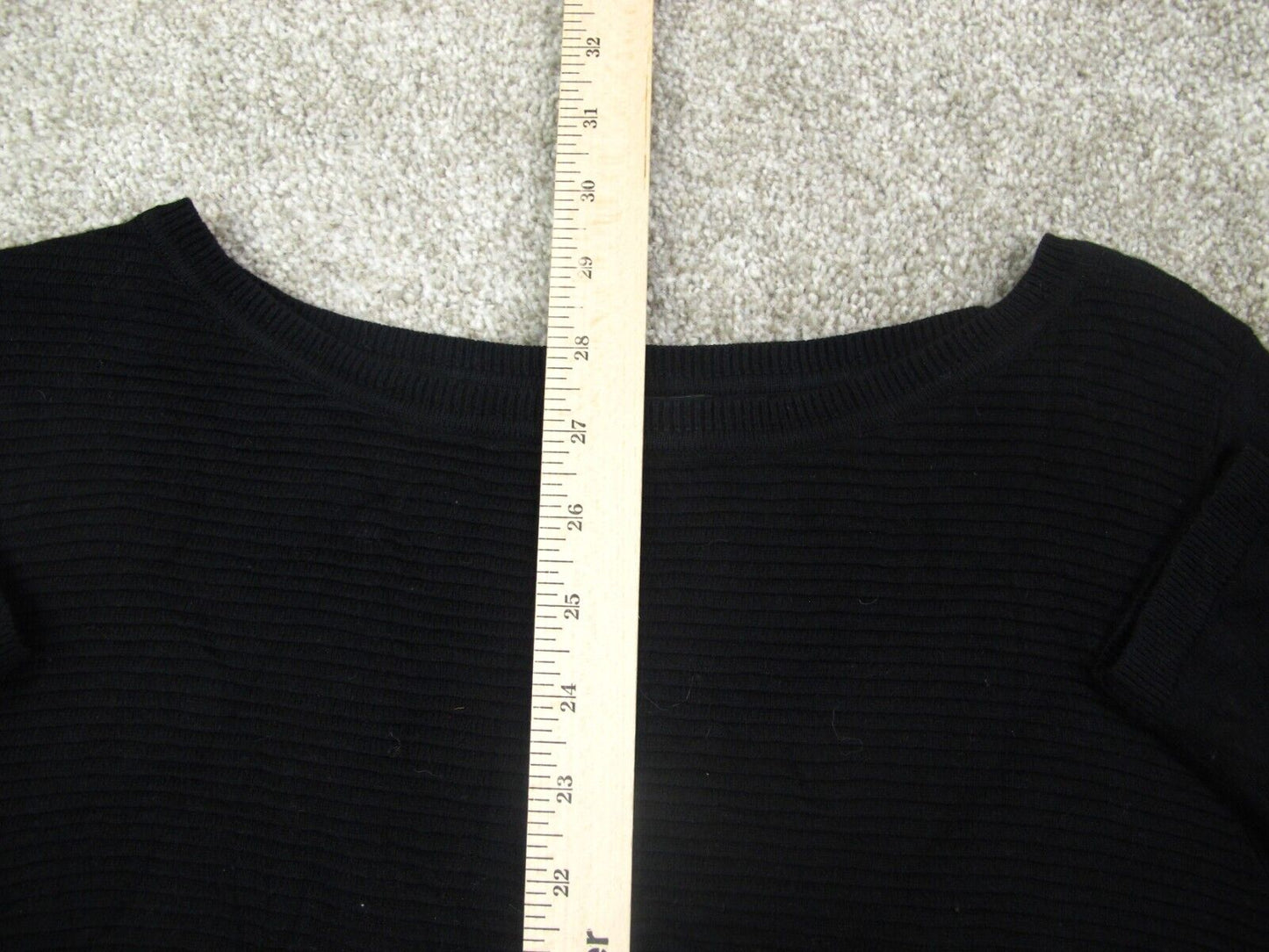 Talbots Women Pullover Sweater Long Sleeves Boat Neck Knitted Black Size Medium