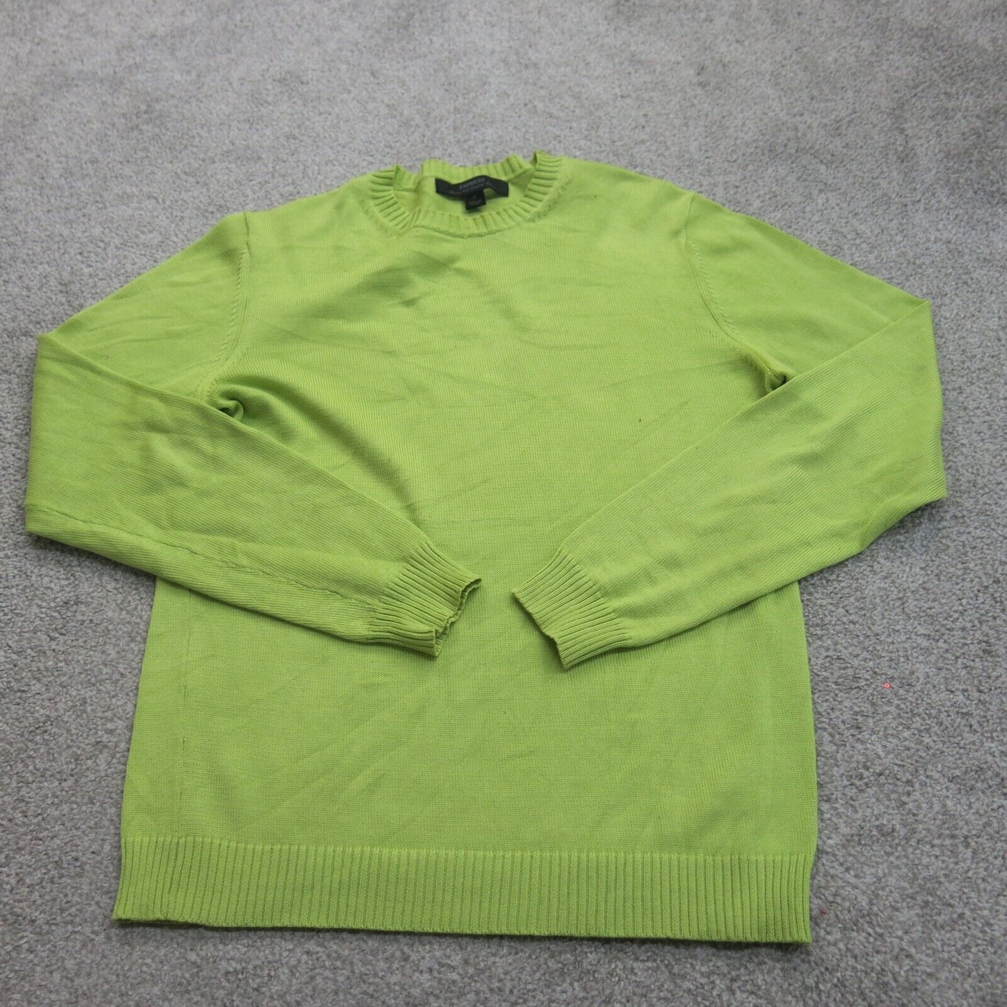 Express Women Pullover Sweater Knitted Long Sleeve Crew Neck Mustard Green Small