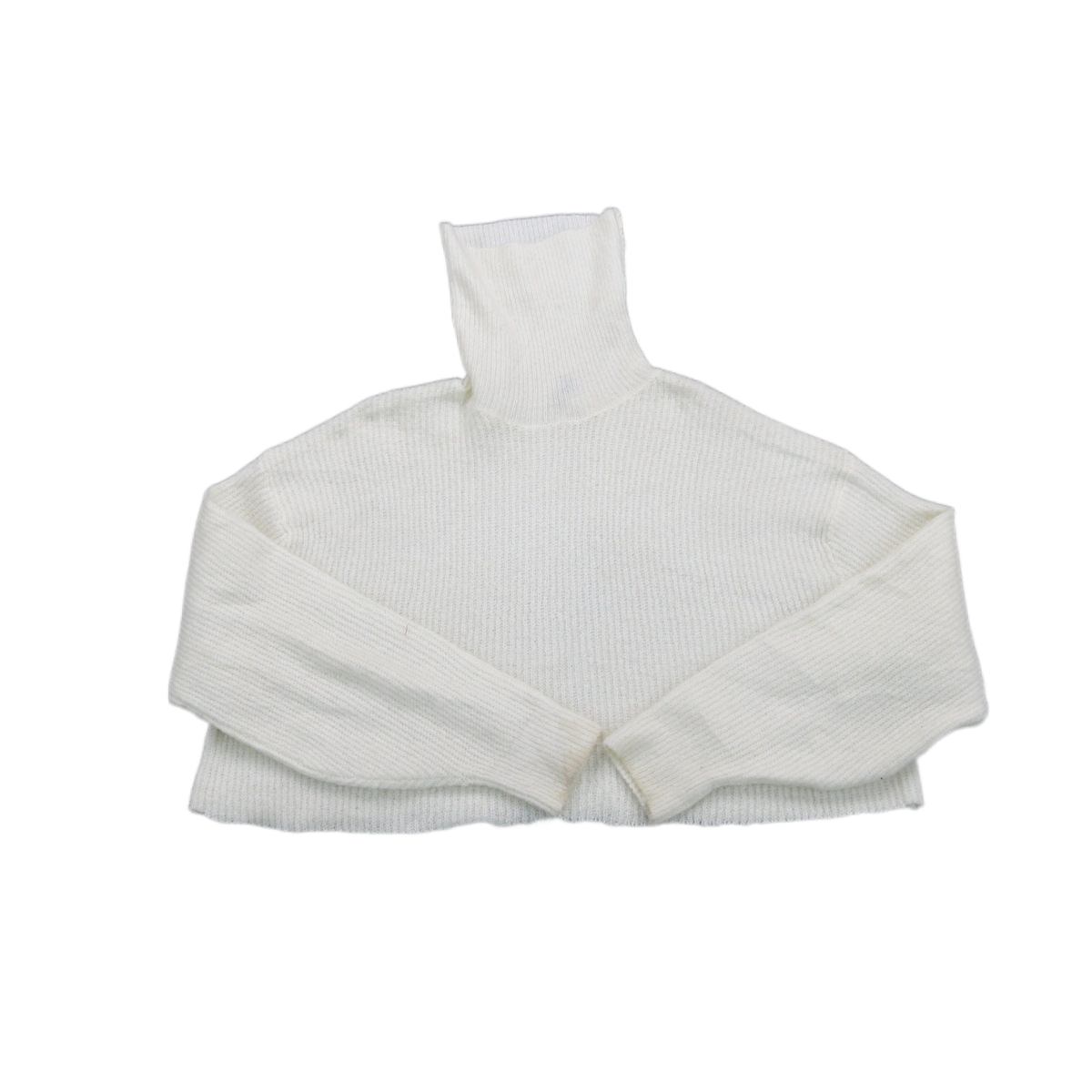 H&M Womens Sweater Knitted Cropped Long Sleeves High Neck White Size Small