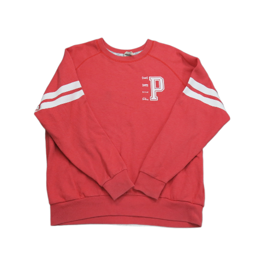 Pink Victorias Secret Womens Sweatshirt Crew Neck Long Sleeve Logo Red SZ Small