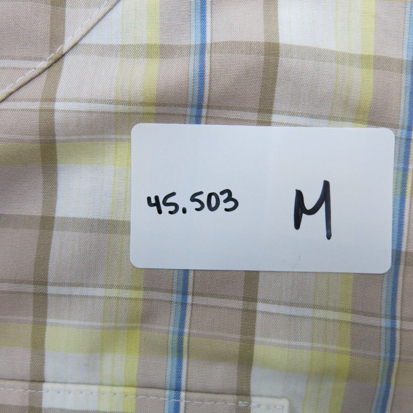 Wrangler Mens Snap Button Shirt Check 100% Cotton Beige Ivory Yellow SZ Large