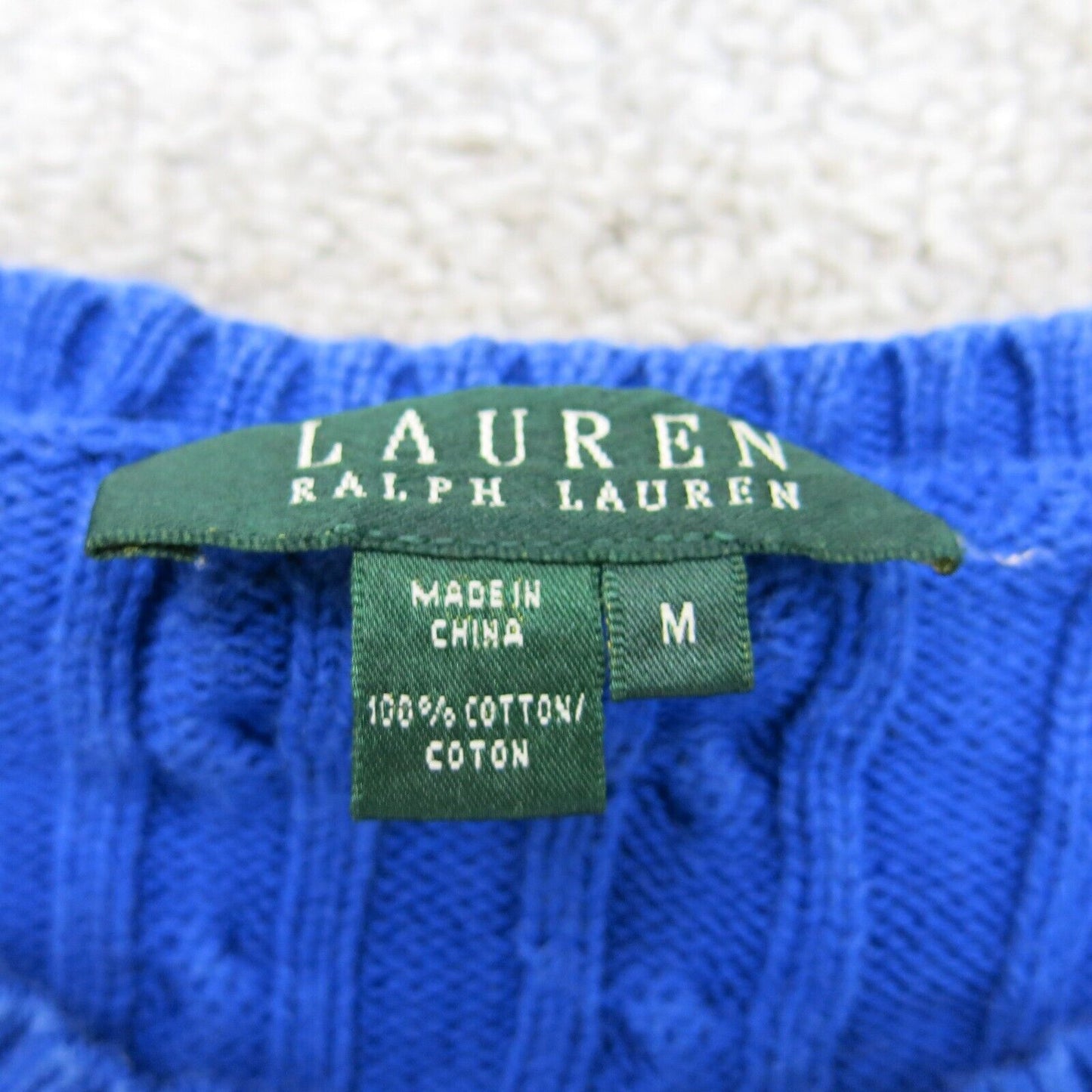Ralph Lauren Womens Pullover Sweater 100% Cotton Long Sleeve Blue Size Medium
