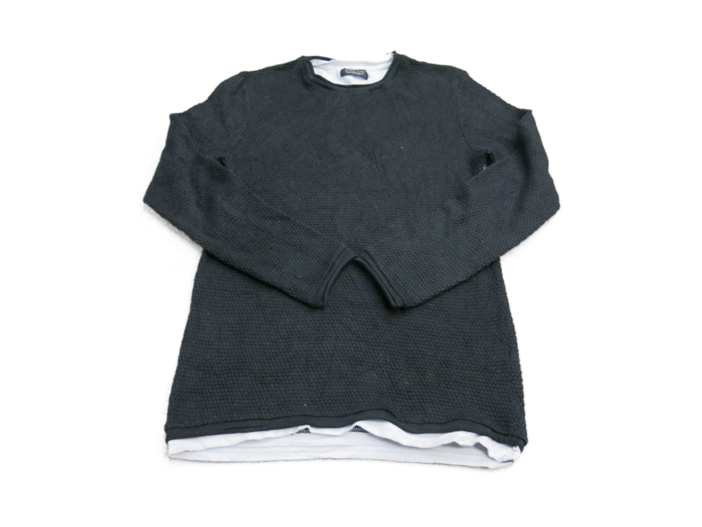 Zara Man Womens Pullover Sweater Knitted Crew Neck Long Sleeve Black Size Small