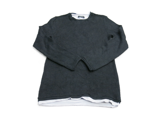 Zara Man Womens Pullover Sweater Knitted Crew Neck Long Sleeve Black Size Small