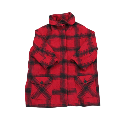 Talbots Women Trench Coat Long Sleeves Collared Neck 2 Pockets Plaid Red Size L