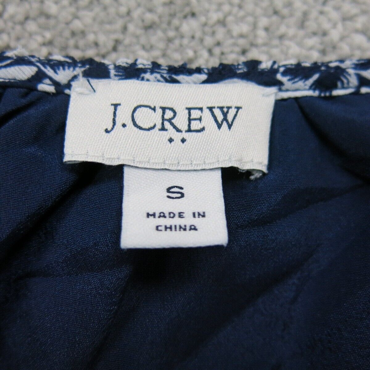 J. Crew Womens Floral Blouse Top Short Sleeve V Neck Blue White Size Small
