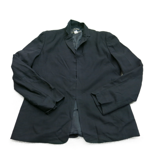 Banana Republic Womens Blazer Coat Long Sleeve Buckle Closure 100% Wool Black 4