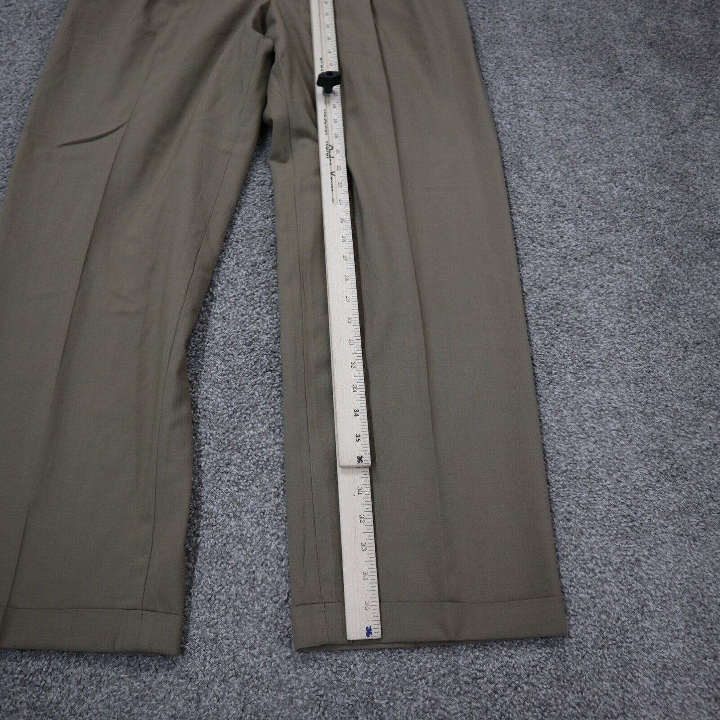 Lands End Mens Pants Dress Straight Leg 100% Wool High Rise Beige Size 38 Long