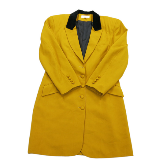 Express Womens Overcoat Single Breasted Long Sleeves Mustard Yellow Size Medium