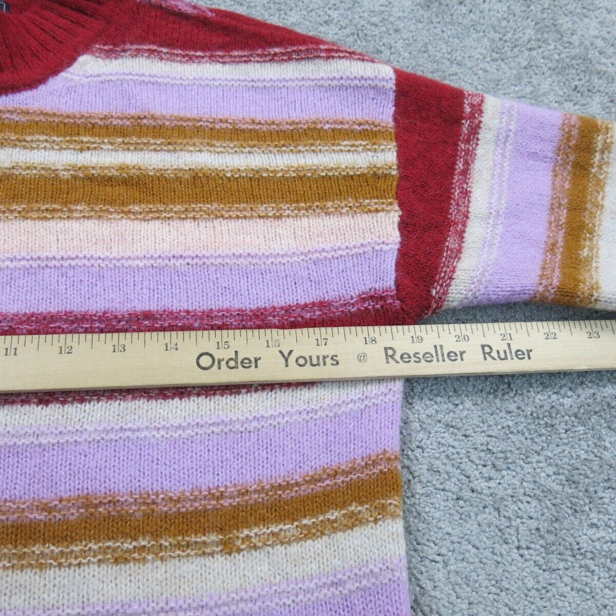 Gap Womens Pullover Knitted Sweater Mock Neck Striped Red Pink Yellow Size Small