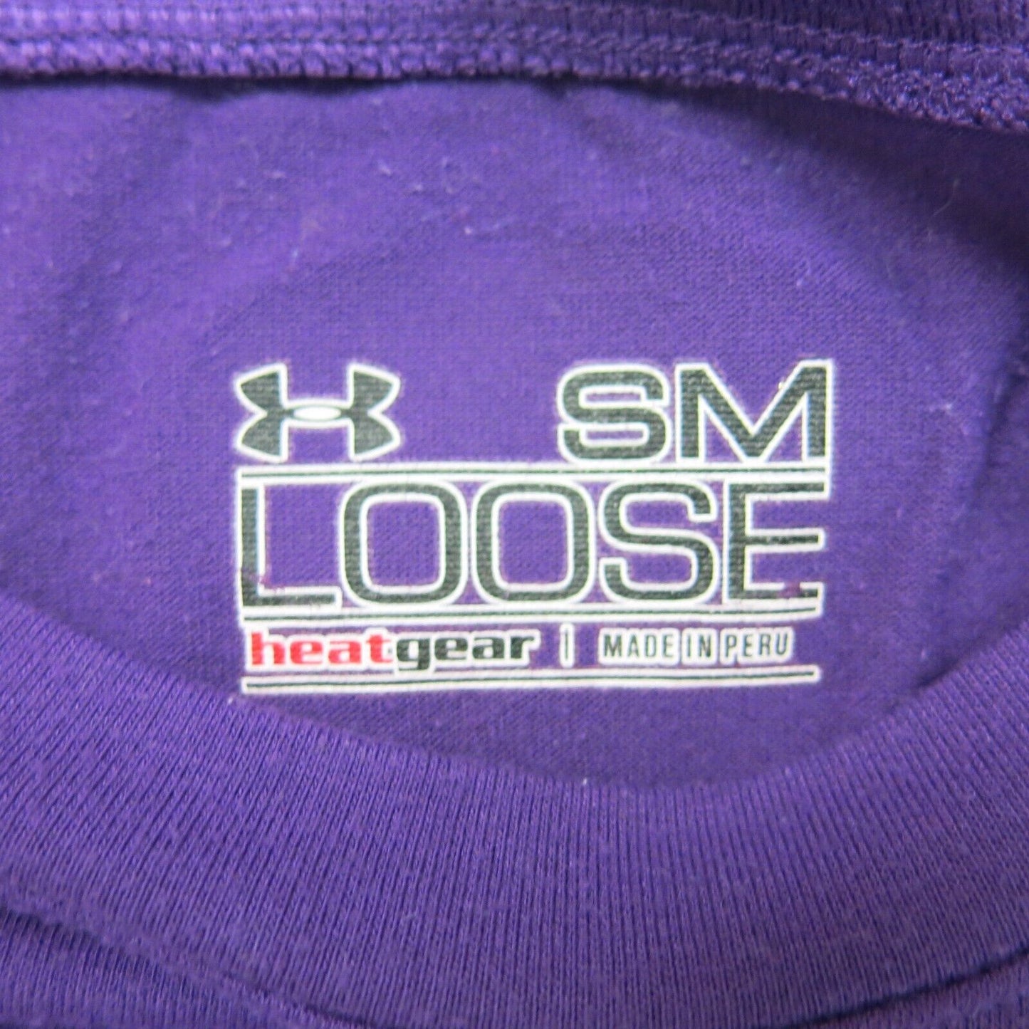 Under Armour Mens T Shirt Crew Neck Long Sleeve Logo Purple Size Small