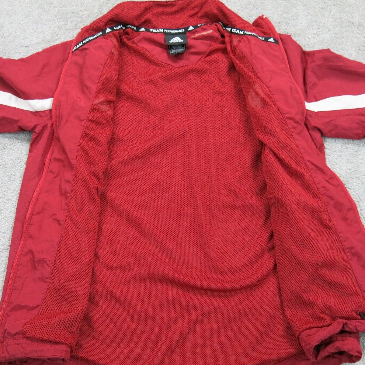 Adidas Mens Activewear Jacket Mock Neck Team Performance Logo Red Size Small