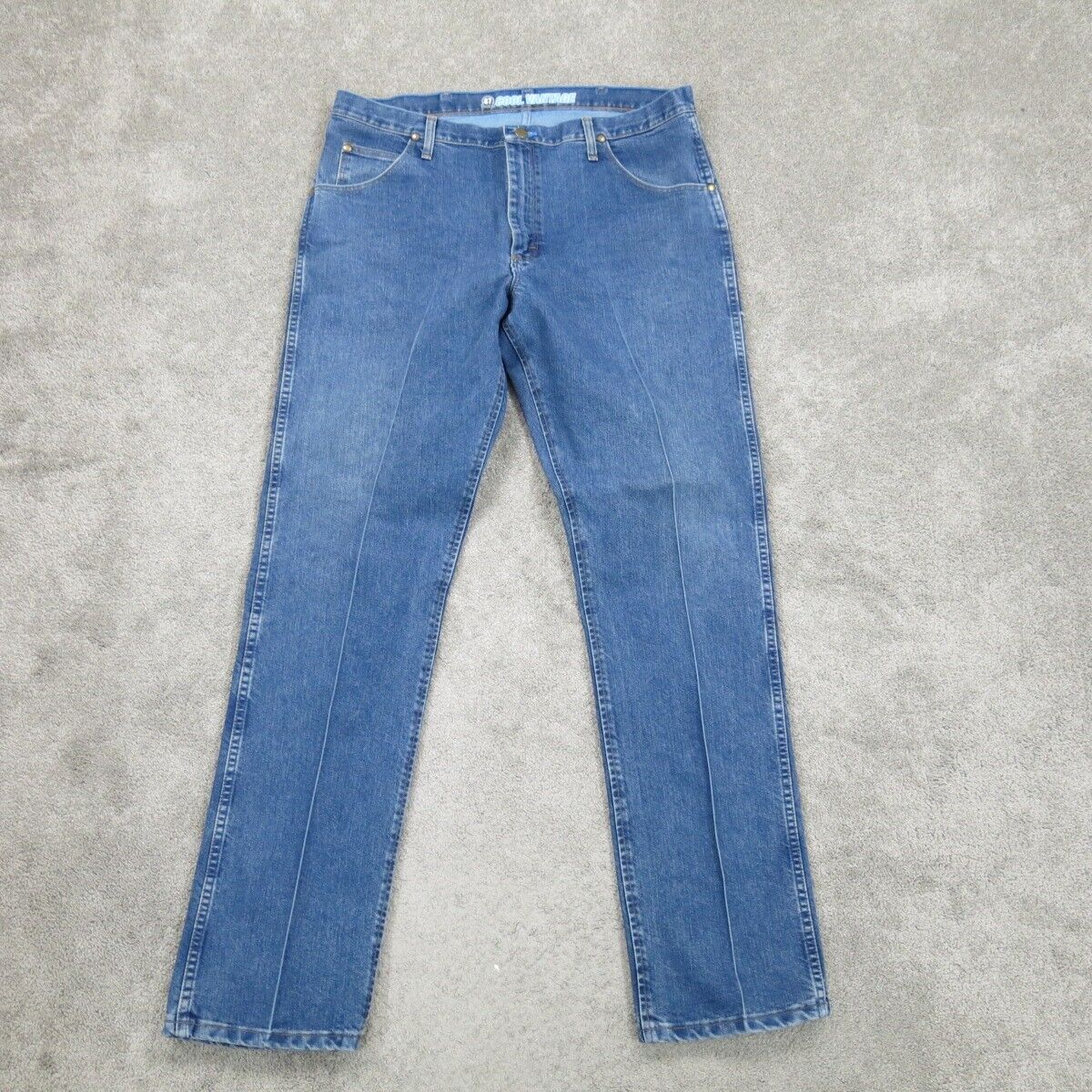 Wrangler Men Jeans Straight Leg Denim High Rise Cotton Pockets Blue Size W38XL34