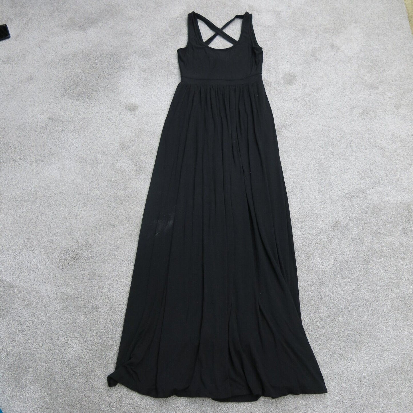 Maeve Womens Pleated A Line Maxi Dress Cross Strap Sleeveless Black SZ XX Small