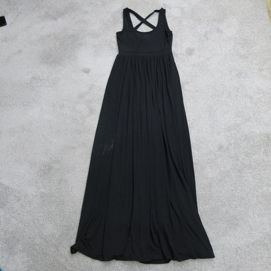 Maeve Womens Pleated A Line Maxi Dress Cross Strap Sleeveless Black SZ XX Small