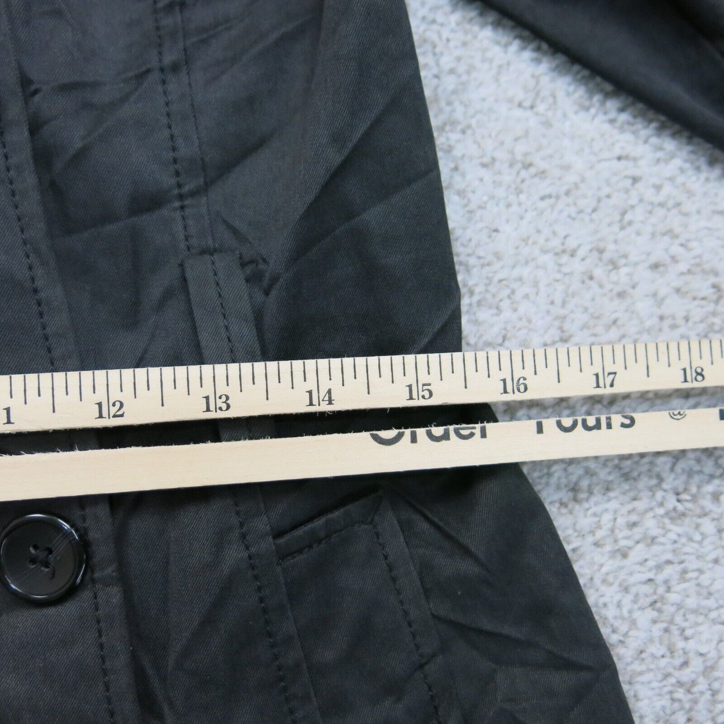 Old Navy Womens Trench Coat Double Breasted Half Sleeve Pockets Black Size Small